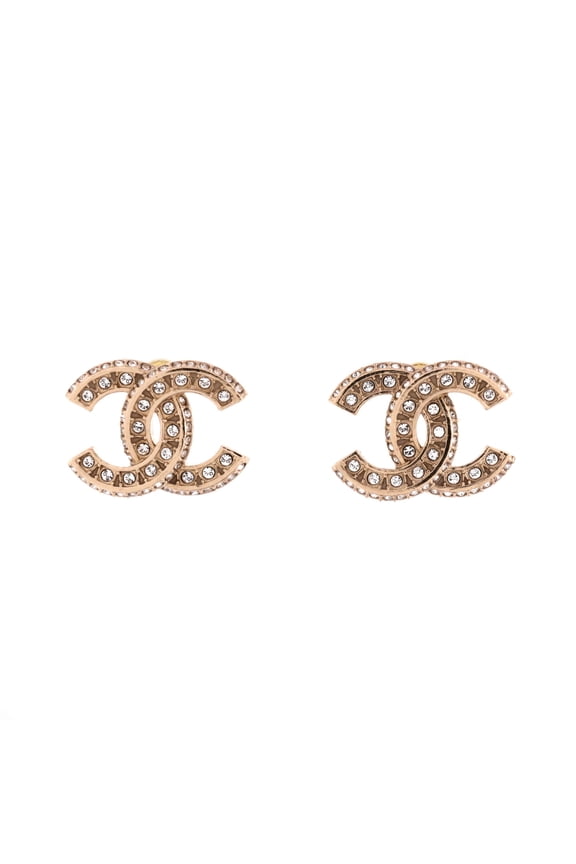 CC Stud Earrings Metal with Crystals By Rebag