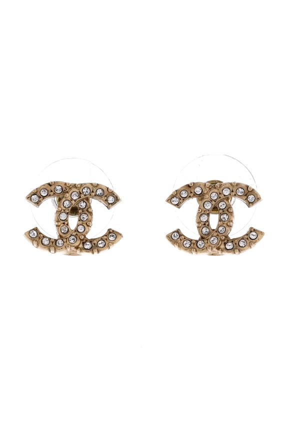 CC Stud Earrings Metal with Crystals By Rebag