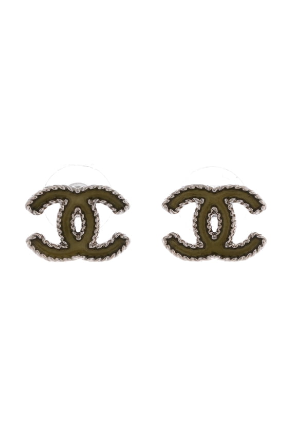 CC Stud Earrings Metal with Enamel By Rebag