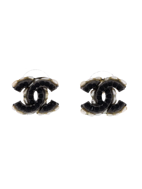 CC Stud Earrings Metal with Faux Pearls and Crystals By Rebag
