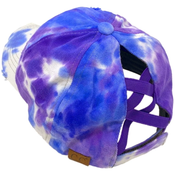 CC Tie-Dye Criss-Cross Elastic Back Women's Ponytail Dad Cap Hat