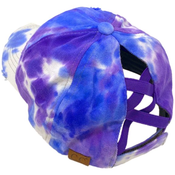 CC Tie-Dye Criss-Cross Elastic Back Women's Ponytail Dad Cap Hat