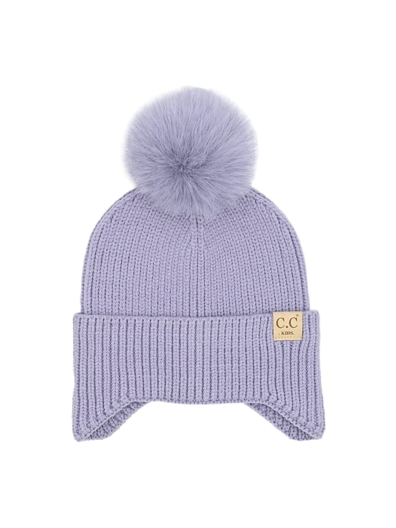 CC Toasty and Warm Pom Ear Flap Kids Beanie - Soft, Warm Hats for Babies and Toddlers - Cozy Winter Wear