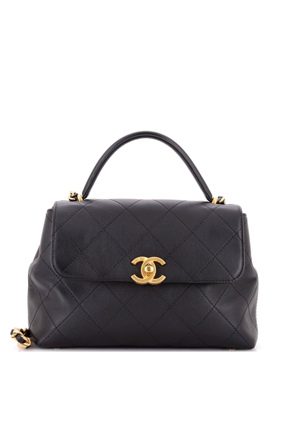 CC Top Handle Flap Bag Quilted Calfskin Large By Rebag