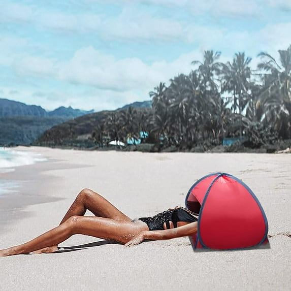 CC Toy Portable Sun Shelter Mini Head Tent Holder Beach Sunbathing Windproof Sand Proof Outdoor Pink
