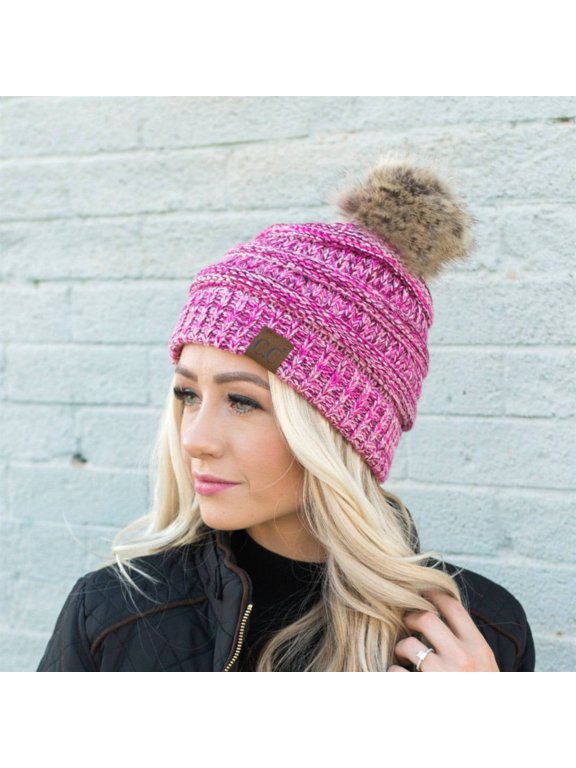 CC Trending 4-Tone Beanie w/ Tan Pom