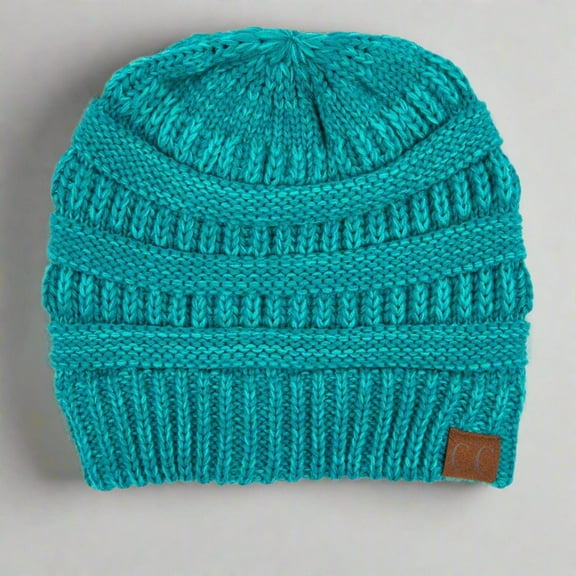C.C Two-Tone Super Soft Beanie Comfortable Knit Hat, Mint Teal