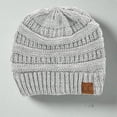thumbnail image 1 of C.C Two-Tone Super Soft Beanie Warm Chunky Knit Hat, Dark Grey, 1 of 5
