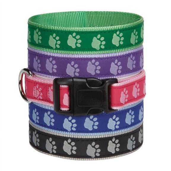 CC TwoTone Pawprint Collar 10-16In Blk