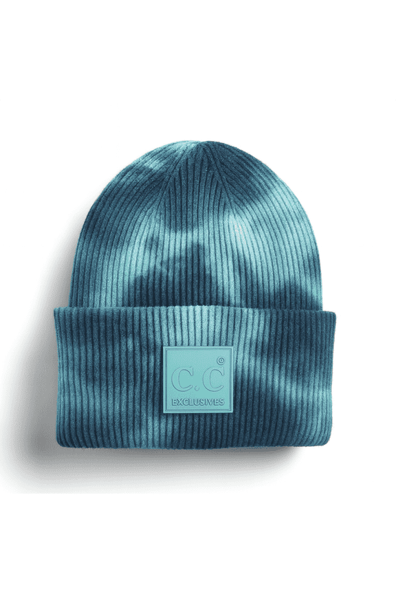 Tie Dye Knit Beanie, Deep Teal Sea Green