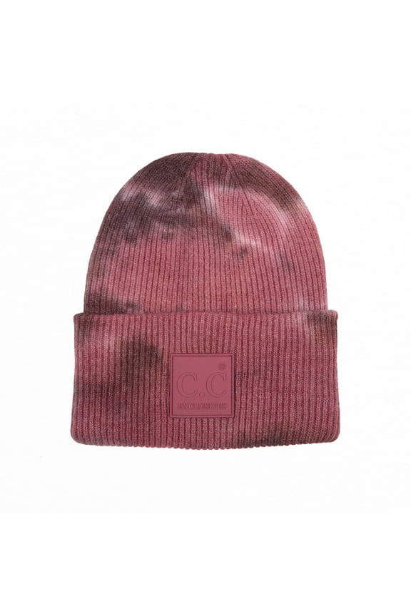 Tie Dye Warm Soft Knit Beanie Hat, Brown Wild Ginger