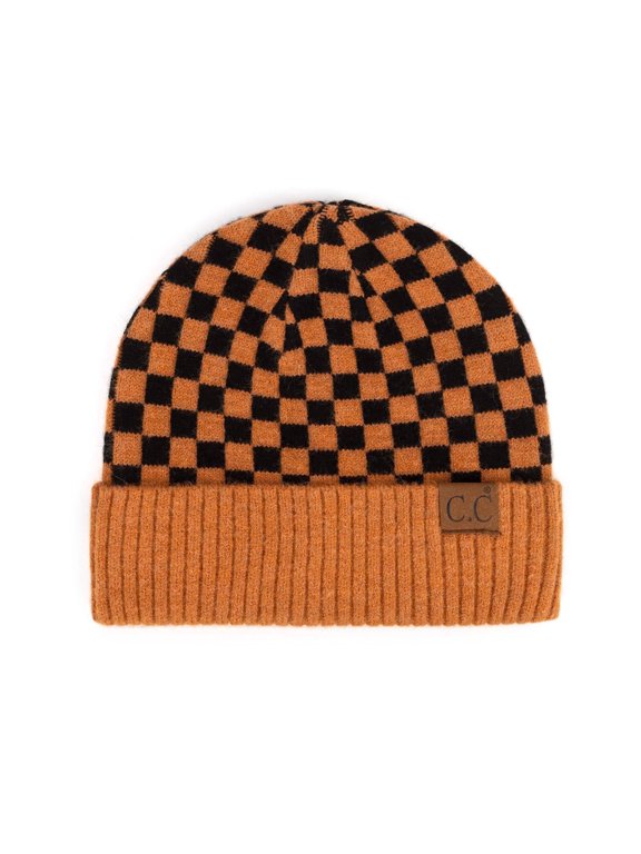 CC Wool Check Pattern Beanie | Anti-Pilling