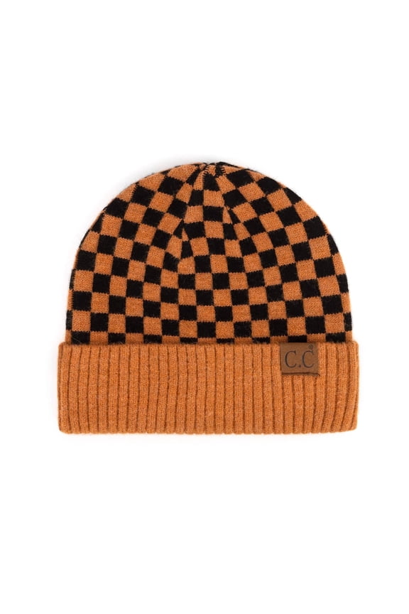CC Wool Check Pattern Beanie | Anti-Pilling