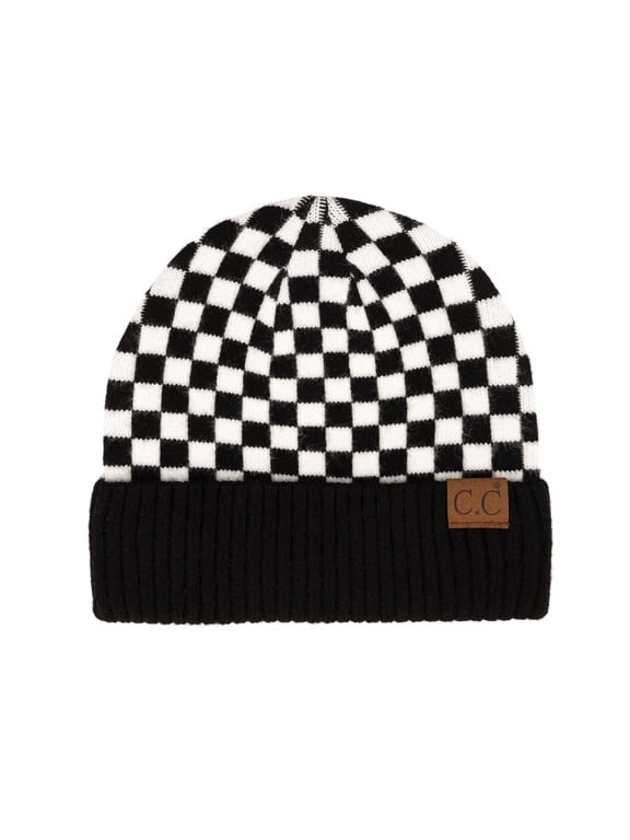 CC Wool Check Pattern Beanie | Anti-Pilling