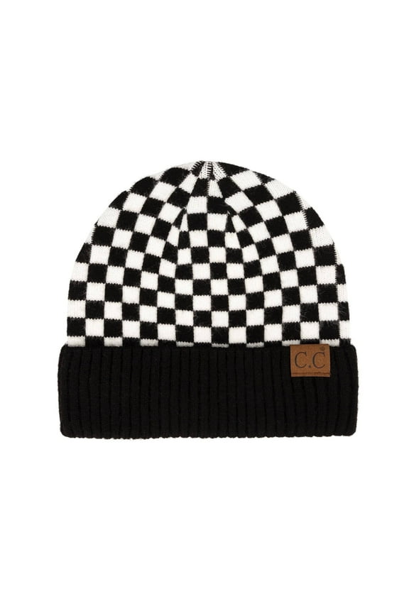 CC Wool Check Pattern Beanie | Anti-Pilling