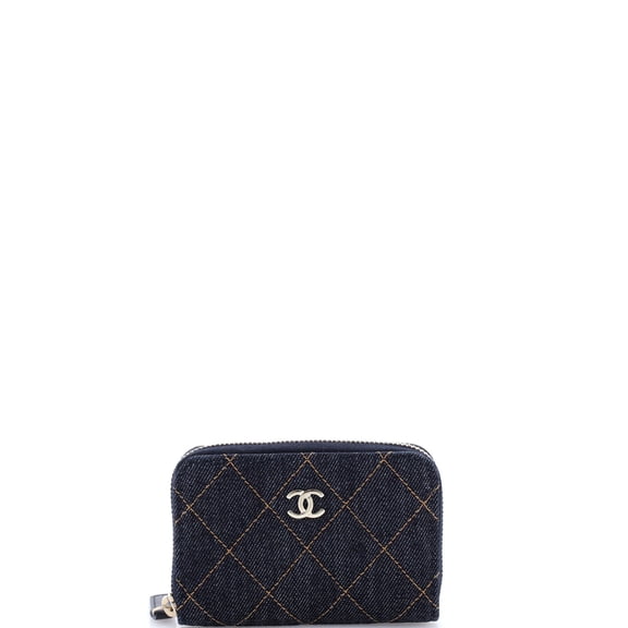 CC Zip Coin Purse Quilted Denim Small By Rebag