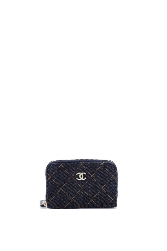CC Zip Coin Purse Quilted Denim Small By Rebag