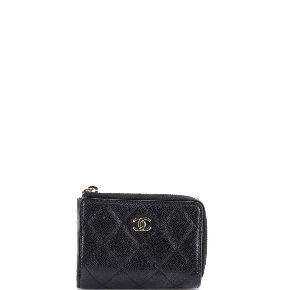 Pre-Owned CC Zip Trifold Wallet Quilted Caviar Compact By Rebag
