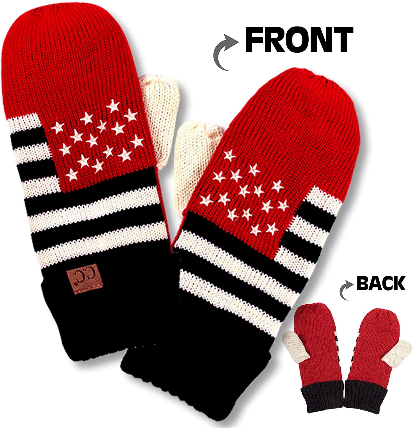 CC mittens winter gloves, fuzzy fingerless gloves for women, men cold