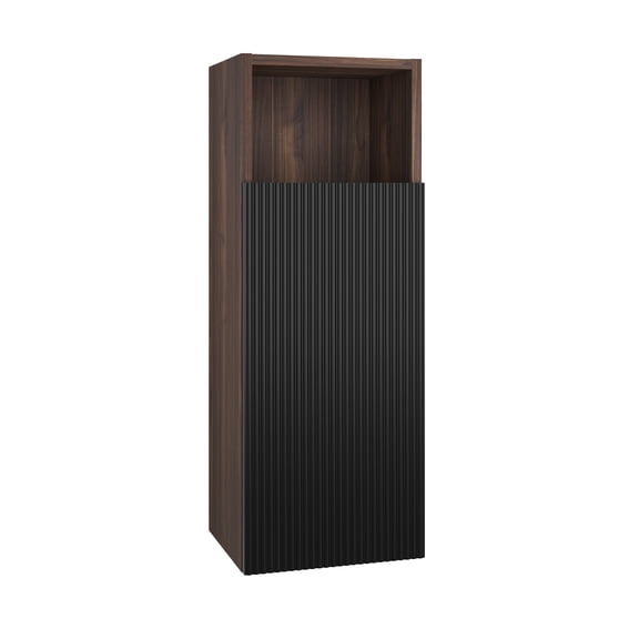 CC1014S110.309 Black & Walnut Bathroom Floating Side Cabinet, Wall-mounted Storage Cabinet for Small Space, KD