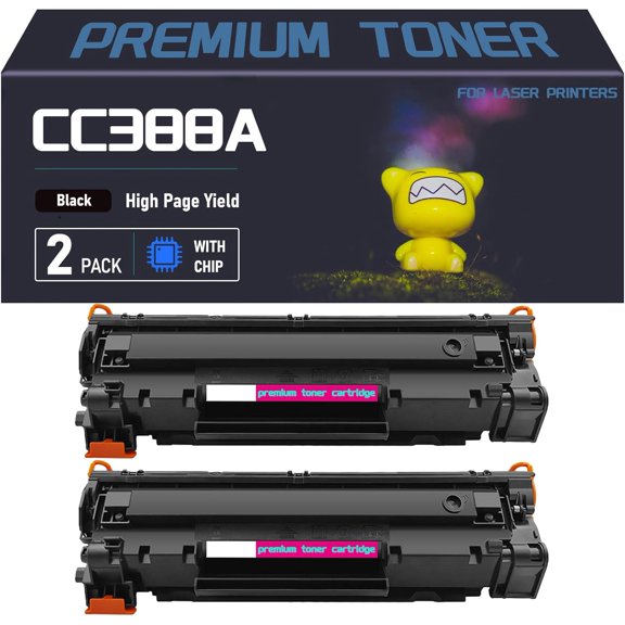 CC388A 88A Toner Cartridge with Upgraded Chip, Replacement for HP LaserJet Pro CC388A 88A Black, Compatible with LaserJet Pro M1136 Printers,High Yield 2,000 Pages,2 Pack