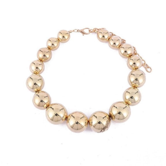 CCB Big Ball Beads Necklace with Heart Pendant Clavicle Chain Exaggerated Choker