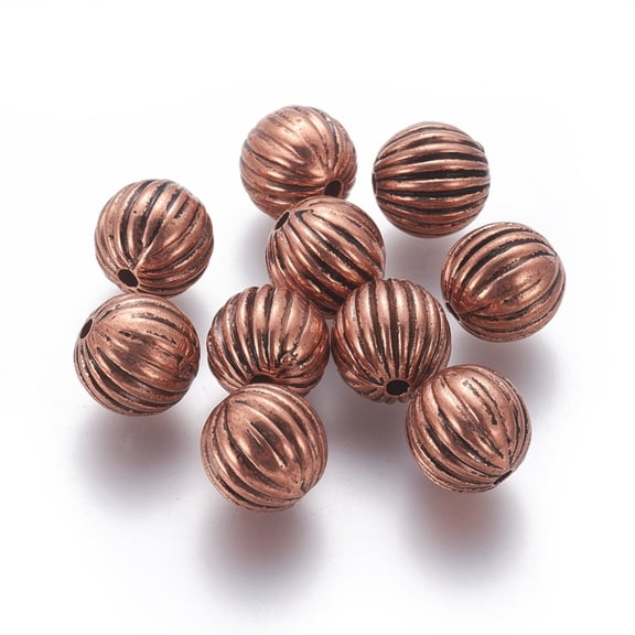 CCB Plastic Beads Round Corrugated Beads Red Copper 12mm Hole: 2mm Plastic