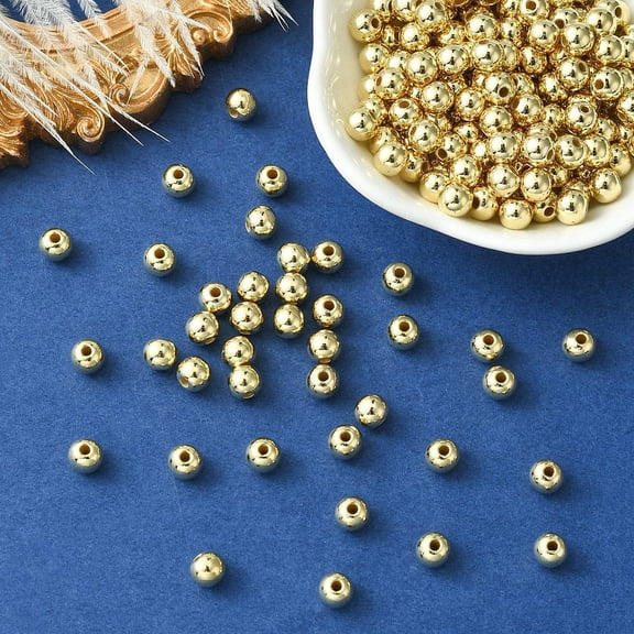 CCB Plastic Beads for DIY Jewelry Making Round Golden 6mm