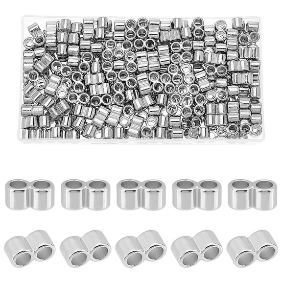 CCB Plastic Multi Strand Links 2 Hole Spacer Bar Platinum 7x14x7mm Hole: 4.5mm 200pcs/box
