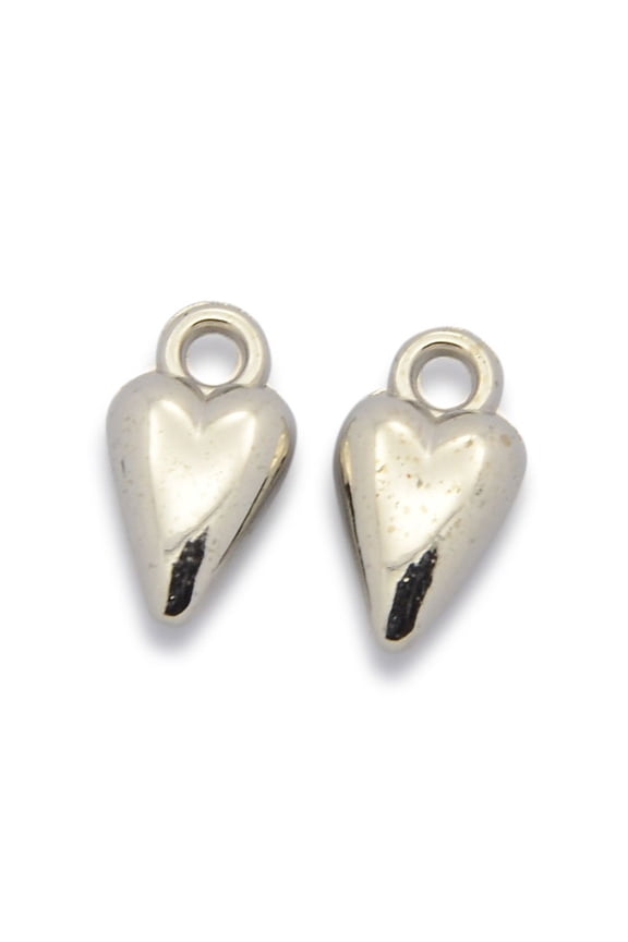 CCB Plastic Pendants Heart Charms Platinum 13x7x4mm Hole: 2mm
