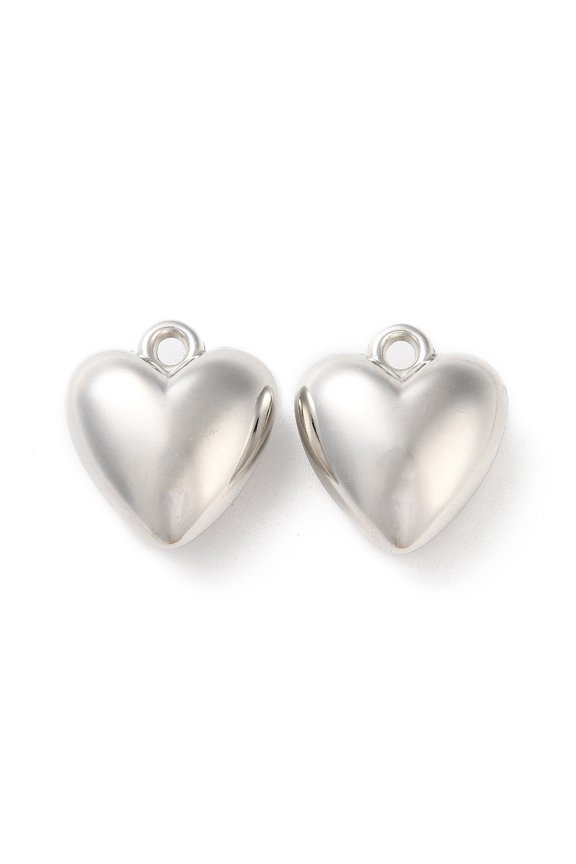 CCB Plastic Pendants Heart Charms Platinum 26x23x12.5mm Hole: 2.7mm