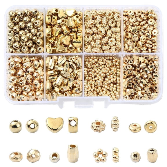 CCB Plastic Spacer Beads set Mixed Shapes Golden 4~6x2~3.8mm Hole: 1.2~1.6mm