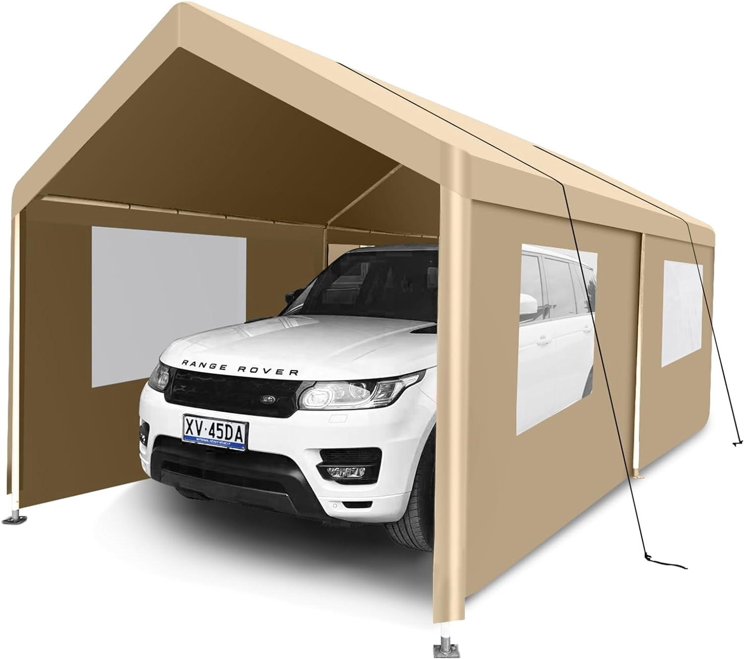 CCBEKIIM 10x20 Carport, Heavy Duty Car Port/Car Tent with Removable Sidewalls, Portable Canopy Tent for SUV, Car, Truck, Boat, Motorcycle Shelter (Beige)