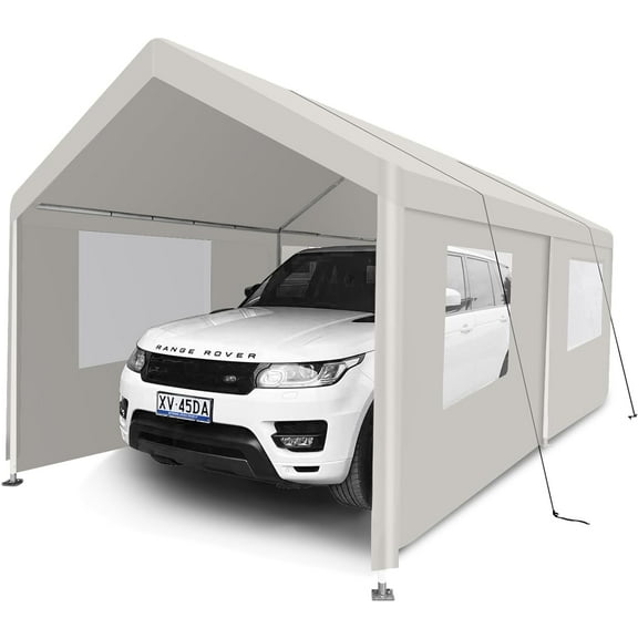 CCBEKIIM 19.88 x 9.51 x 9.25 ft White Carport