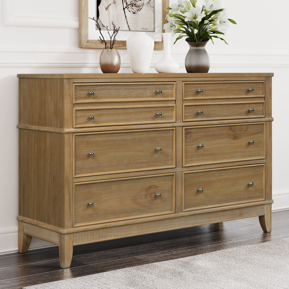CCBUY Farmhouse 6 Drawers Dresser Chests for Bedroom, Solid Wood Wide Chset of Drawers,Storage