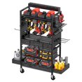 CCCEI Garage Power Tools Organizer Cart with Charging Station, Black