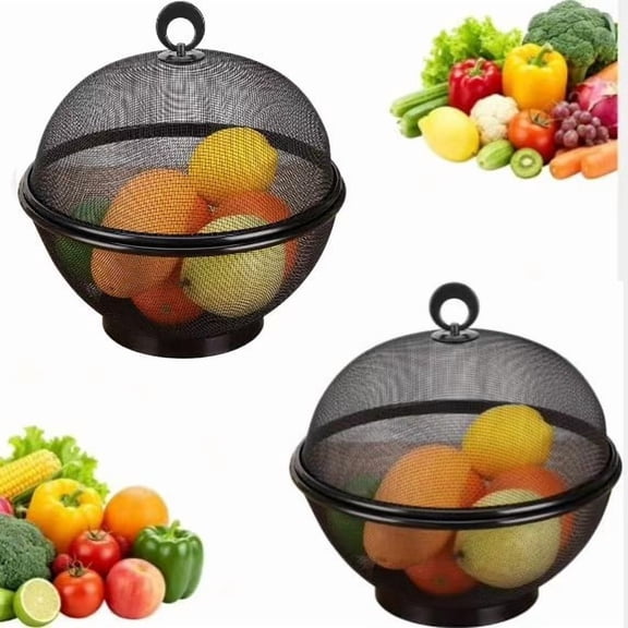 CCCHCY 2pc Mesh Fruit Basket with Lid,Fruit Fly Basket with Lid, Large Capacity, Storage