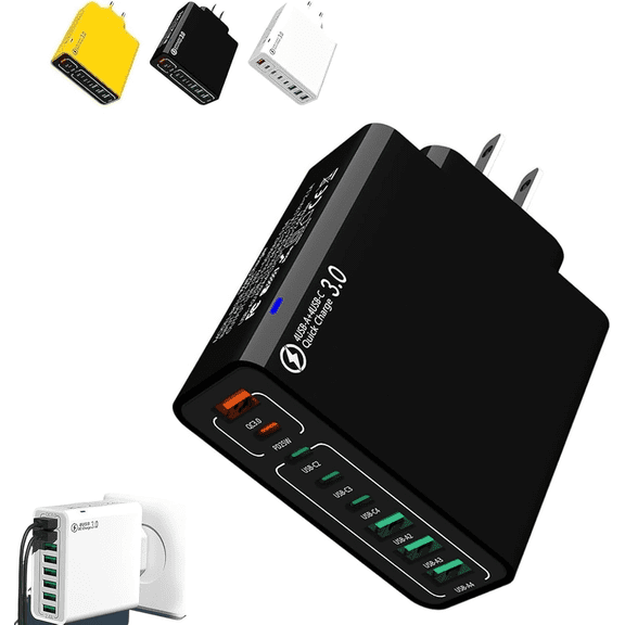 CCCHCY 8-Port Smart USB-C & USB-A Fast Charging Hub for Phones & Tablets, Multiple Devices Smart Charger,( 4 USB-C + 4 USB)