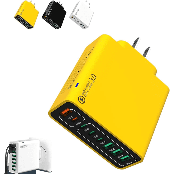 CCCHCY 8-Port Smart USB-C & USB-A Fast Charging Hub for Phones & Tablets, Multiple Devices Smart Charger,( 4 USB-C + 4 USB)