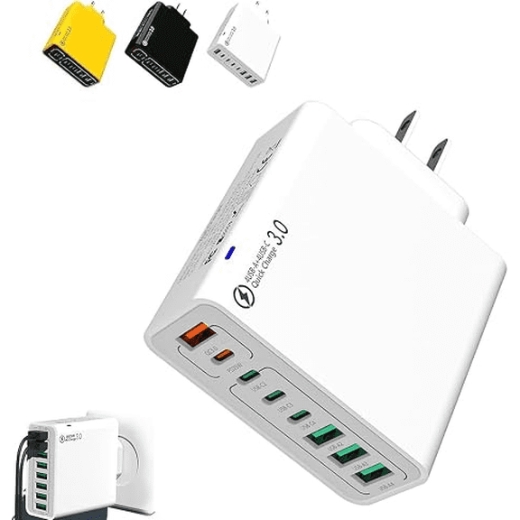CCCHCY 8-Port Smart USB-C & USB-A Fast Charging Hub for Phones & Tablets, Multiple Devices Smart Charger,( 4 USB-C + 4 USB)