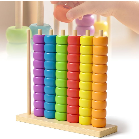 CCCHCY Color Matching Stacking Puzzle Game – Fast-Paced Pattern Challenge Ring Stack Brain Teaser – 2 Player Competitive Tabletop Game Night Set with Racks, 60 Rings