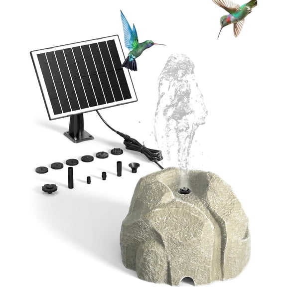 CCCHCY Solar Bird Bath Fountain Pump, Realistic Granite Rock Bubbler for Bird Bath, Bubbling Rock Fountain Kit with Solar Panel, Outdoor Solar Water Bubbler Fountain for Garden