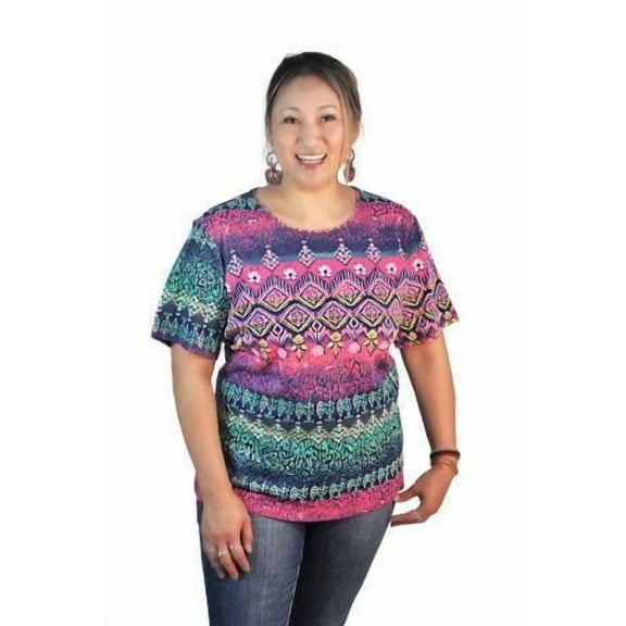 CCCstore Women's Short Sleeve Printed Knit Top