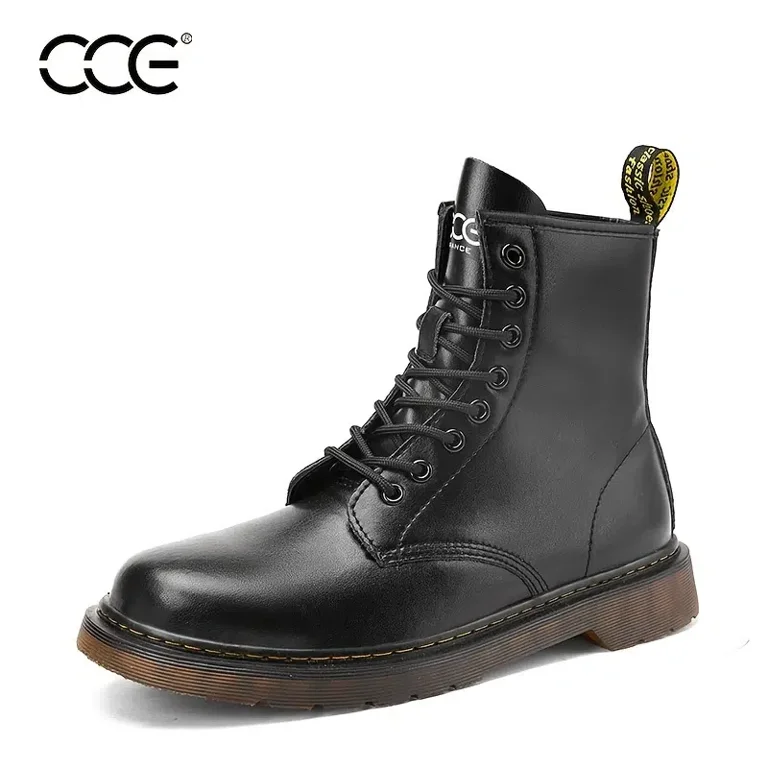 7ep● / CCE Men's High-Top Boots, Lace-Up Cowhide Leather Platform