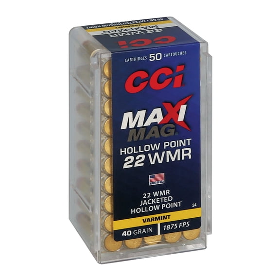 CCI CCI 22 WMR, 22 WMR, 40 gr, Jacketed Hollow Point, 1875 fps, 50 Count