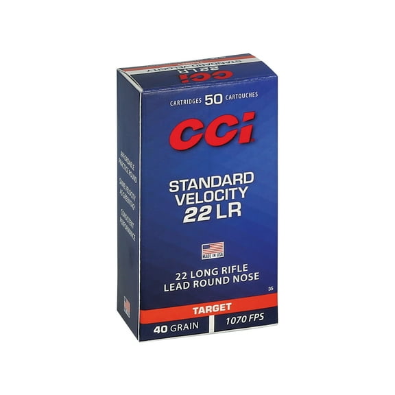 CCI Standard Velocity, 22 LR, 40 gr, Lead Round Nose, 1070 fps, 50 Count