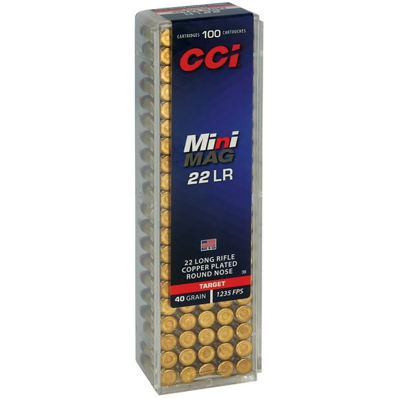 CCI Target Mini-Mag, 22 LR, 40 gr, Jacketed Soft Point, 1235 fps, 100 Count