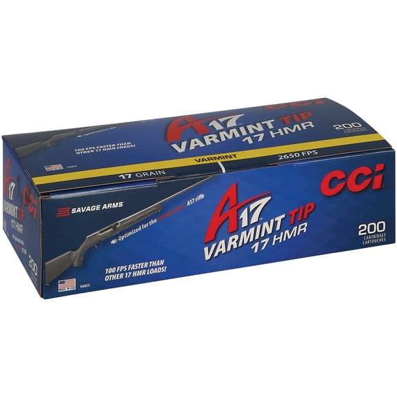 CCI A17, 17 HMR, 17 gr, Tipped Varmint, 2650 fps, 200 Count