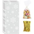 thumbnail image 1 of CCINEE 120Pcs Christmas Snowflake Treat Bag with Twist Ties Transparent for Candy Cookie Packing, 1 of 6