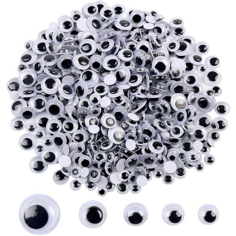 JULMELON 500 Pieces Wiggle Googly Eyes Self Adhesive Black White Craft Eyes  for DIY Crafts Decoration (0.4 in, 0.6 in, 0.8 in, 1 in, 1.2 in)